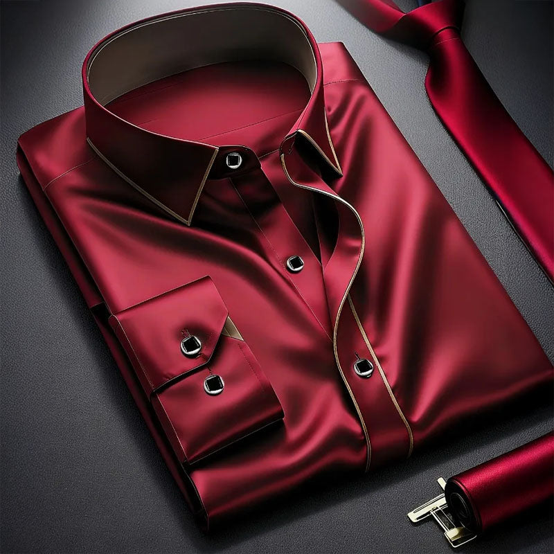 Langarmhemd Herren mit Kontrastbesatz für elegante Anlässe