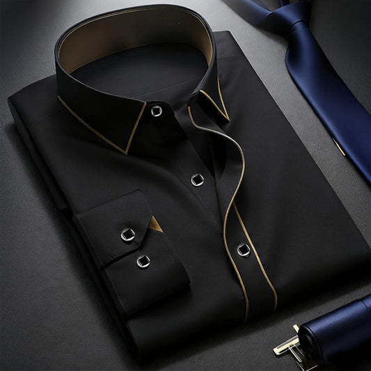 Langarmhemd Herren mit Kontrastbesatz für elegante Anlässe
