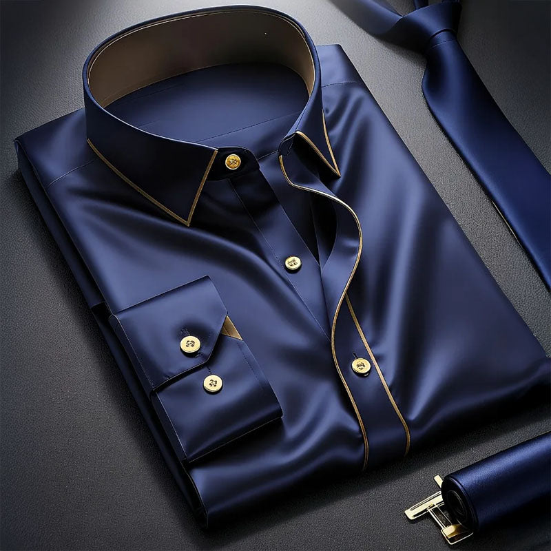 Langarmhemd Herren mit Kontrastbesatz für elegante Anlässe