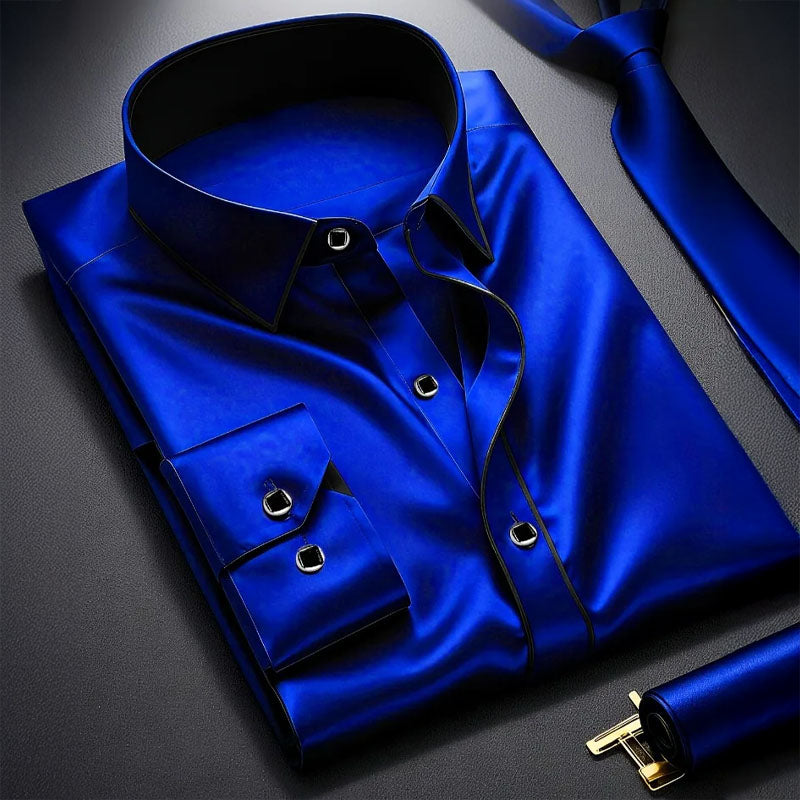 Langarmhemd Herren mit Kontrastbesatz für elegante Anlässe