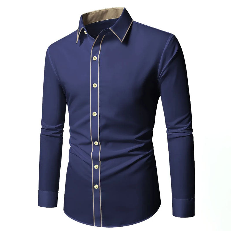 Langarmhemd Herren mit Kontrastbesatz für elegante Anlässe