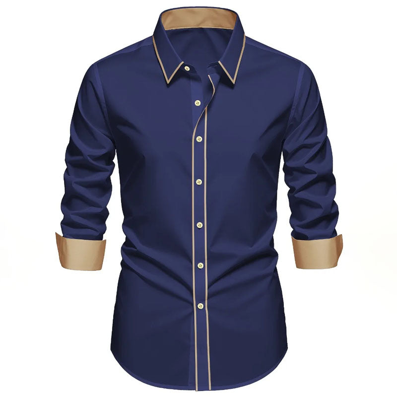 Langarmhemd Herren mit Kontrastbesatz für elegante Anlässe