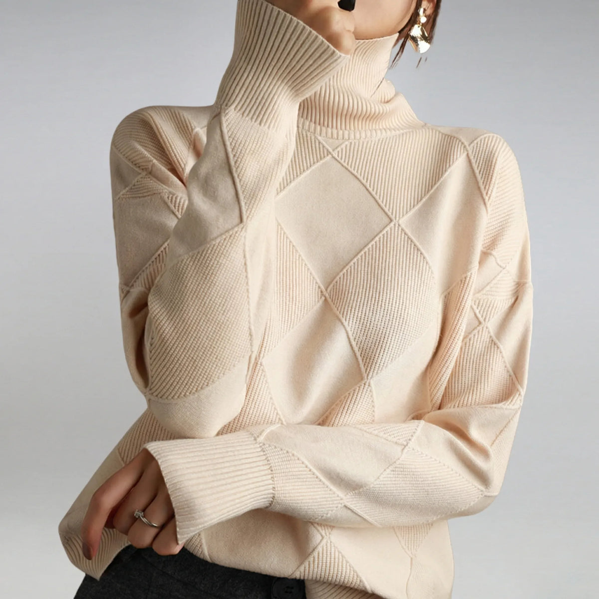 Damen Rollkragenpullover Weite Passform Casual Winter