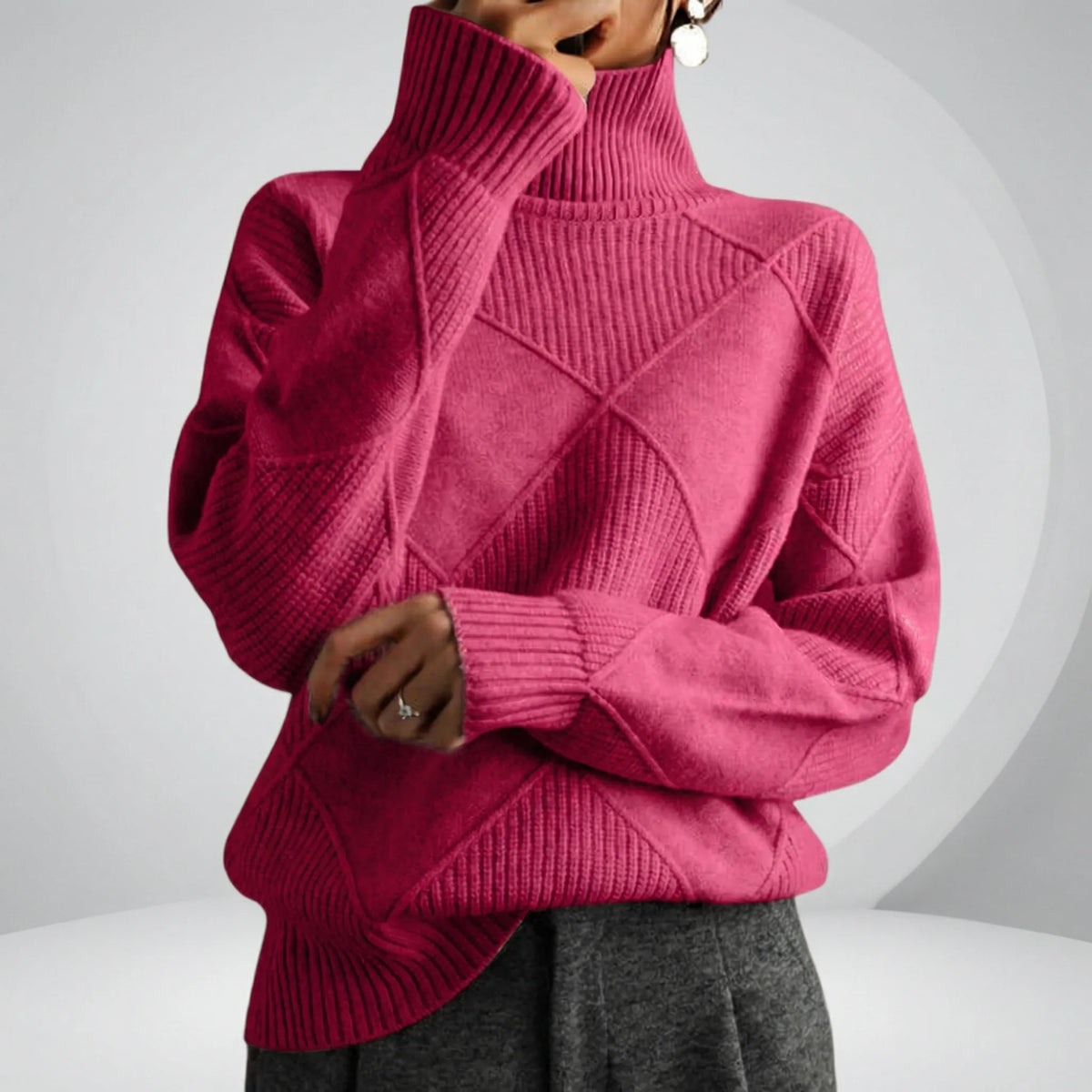 Damen Rollkragenpullover Weite Passform Casual Winter