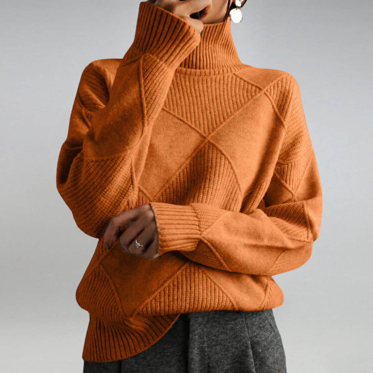 Damen Rollkragenpullover Weite Passform Casual Winter