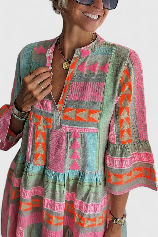 Damen Boho Kleid Relaxed Fit Freizeit Sommer