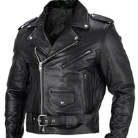 Slim Fit Herren Motorradjacke mit Stehkragen aus veganem Leder
