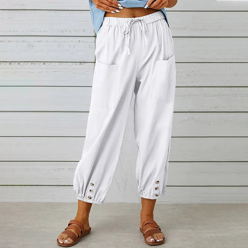 Damenhose Relaxed Fit Casual mit Taillenknoten und maritimem Stil