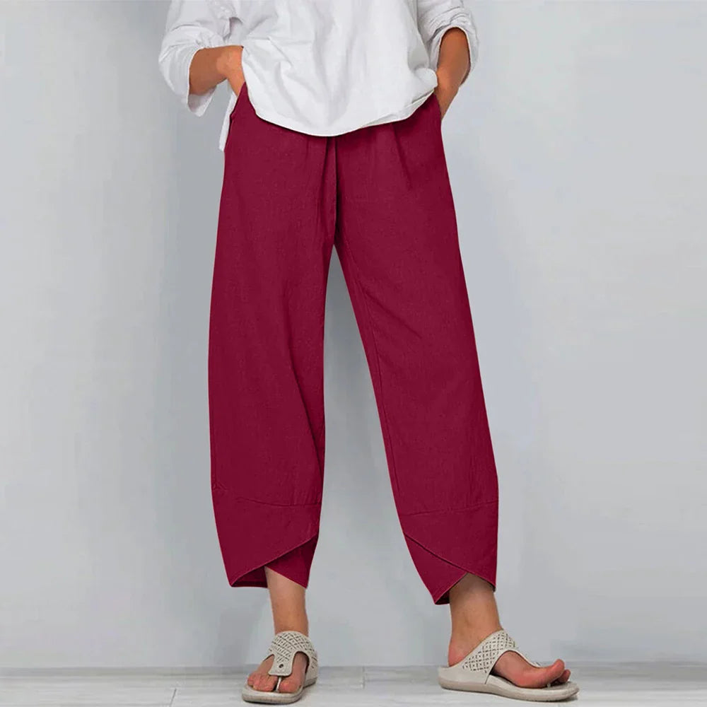 Damen Culotte Hose Relaxed Fit Freizeit Beige