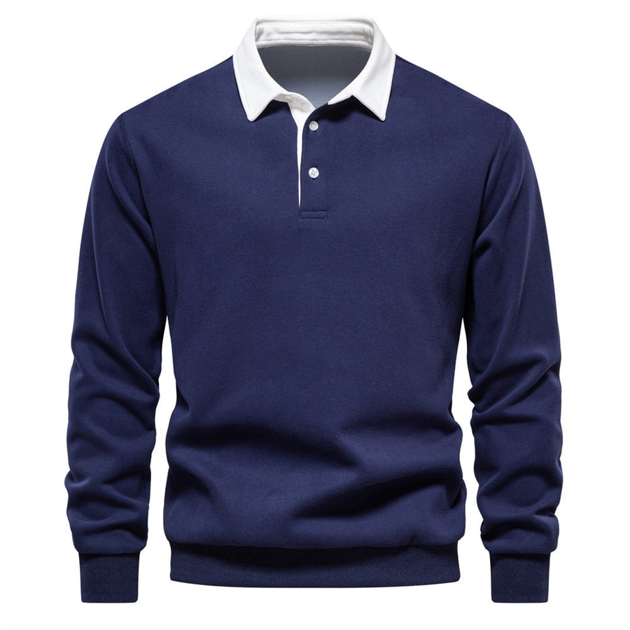 Herren Langarm-Pullover Regular Fit mit Kragen für Alltag und Büro