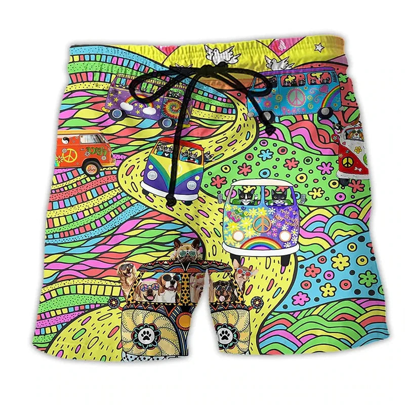 Herren Badehose Regular Fit Freizeit mit Graffiti-Muster