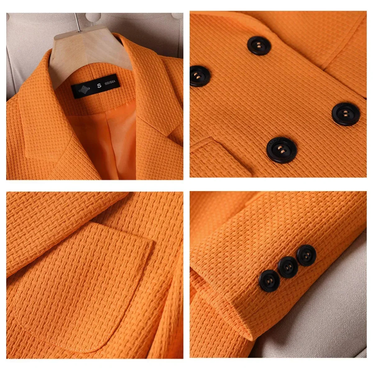 Damen Slim Fit Blazer Karo Business Freizeit