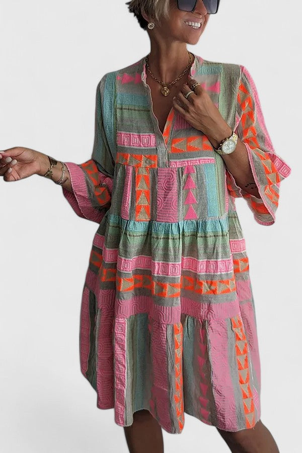 Damen Boho Kleid Relaxed Fit Freizeit Sommer