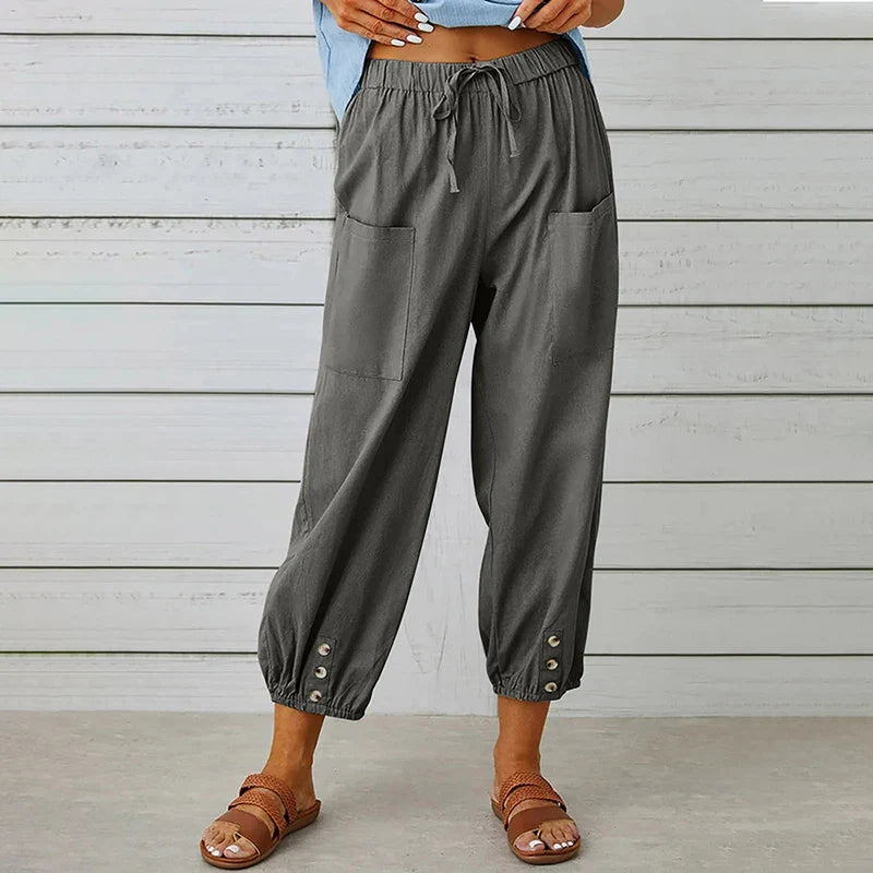 Damenhose Relaxed Fit Casual mit Taillenknoten und maritimem Stil