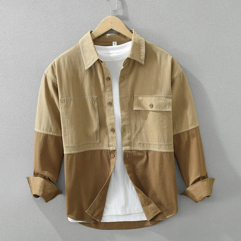 Overshirt Herren Relaxed Fit Freizeit zweifarbig