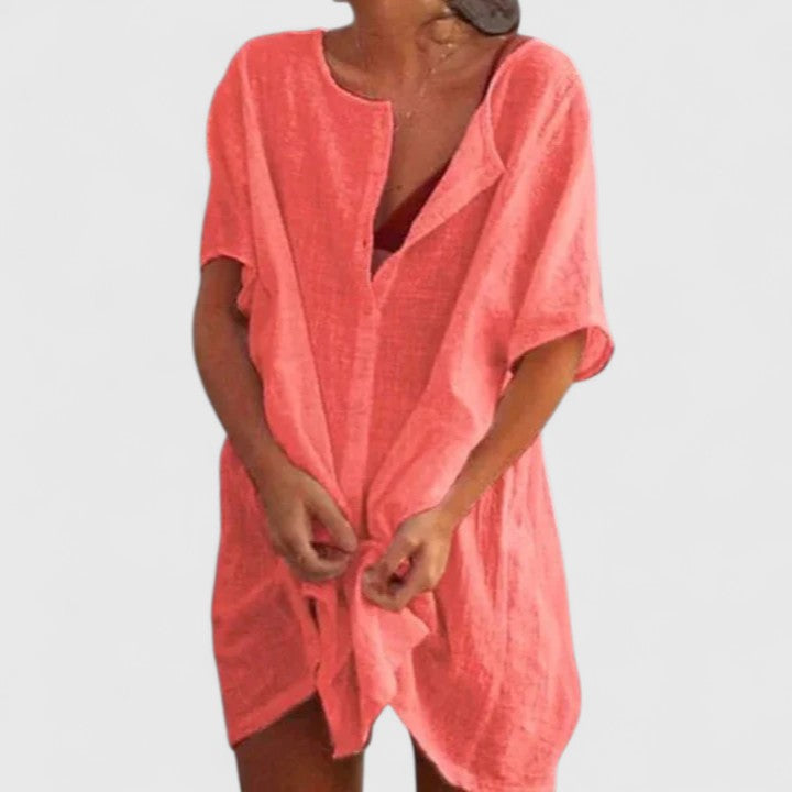Damen Tunika-Kleid Relaxed Fit Sommer Freizeit Elegant
