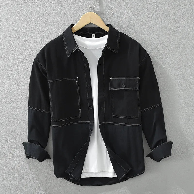 Overshirt Herren Relaxed Fit Freizeit zweifarbig