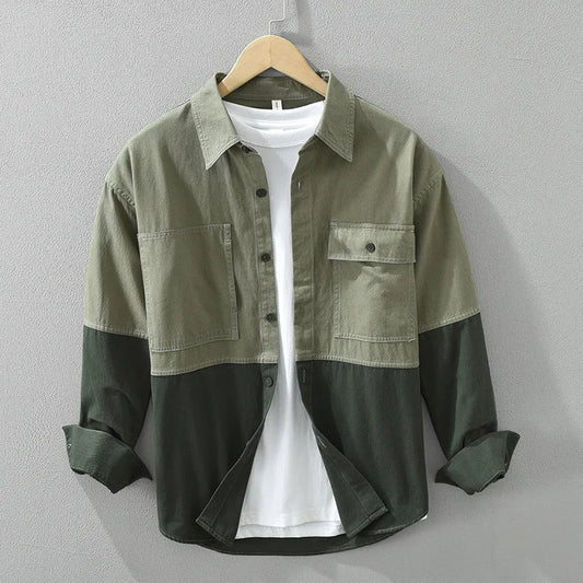 Overshirt Herren Relaxed Fit Freizeit zweifarbig