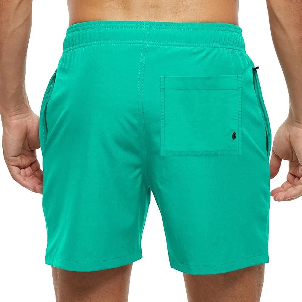 Herren Badehose Regular Fit Freizeit mit Reißverschlusstasche und Kordelzug