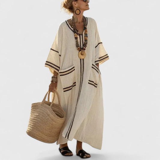 Damen Boho Maxikleid Relaxed Fit Freizeit Sommer