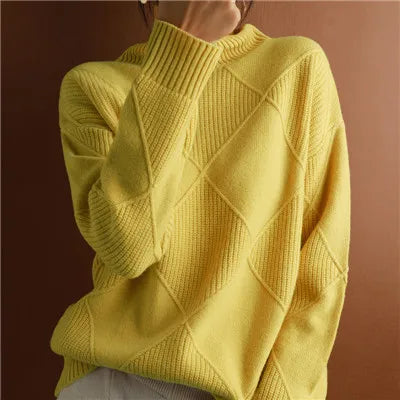 Damen Ripp-Pullover Relaxed Fit Freizeit Turtleneck