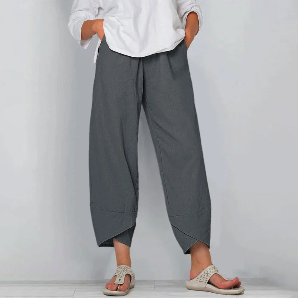 Damen Culotte Hose Relaxed Fit Freizeit Beige