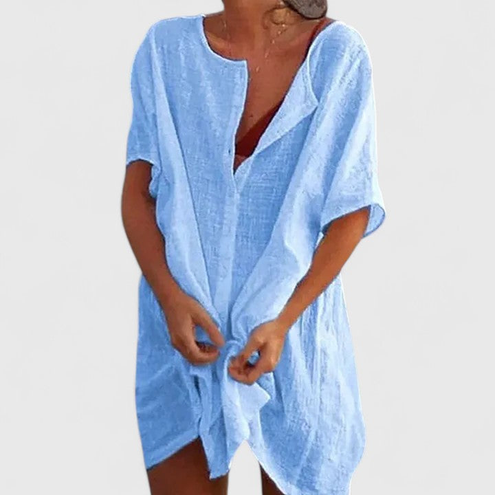 Damen Tunika-Kleid Relaxed Fit Sommer Freizeit Elegant