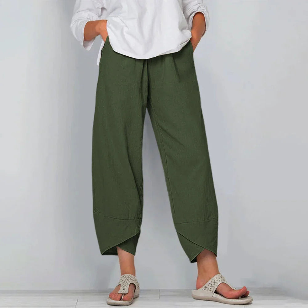 Damen Culotte Hose Relaxed Fit Freizeit Beige