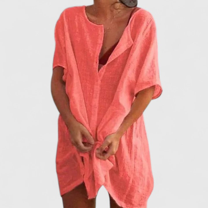 Damen Tunika-Kleid Relaxed Fit Sommer Freizeit Elegant