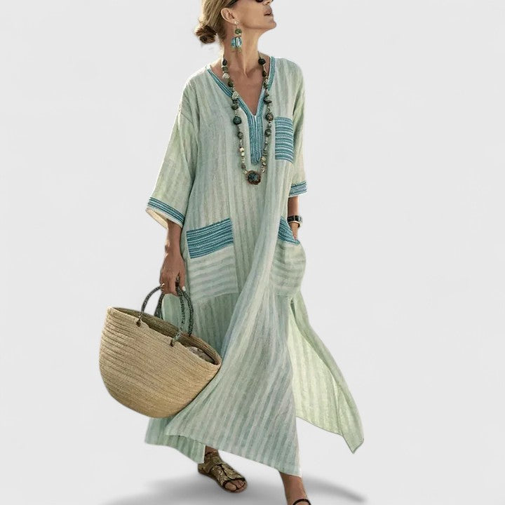 Damen Boho Maxikleid Relaxed Fit Freizeit Sommer