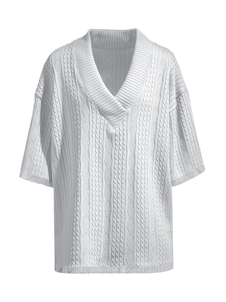 Zweiteiler Herren Sommer – T-Shirt & Shorts Set mit V-Ausschnitt | Loungewear Set Herren, Kabelstrick, Lässig & Bequem