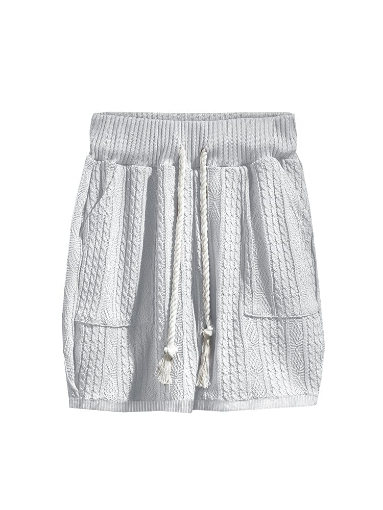 Zweiteiler Herren Sommer – T-Shirt & Shorts Set mit V-Ausschnitt | Loungewear Set Herren, Kabelstrick, Lässig & Bequem
