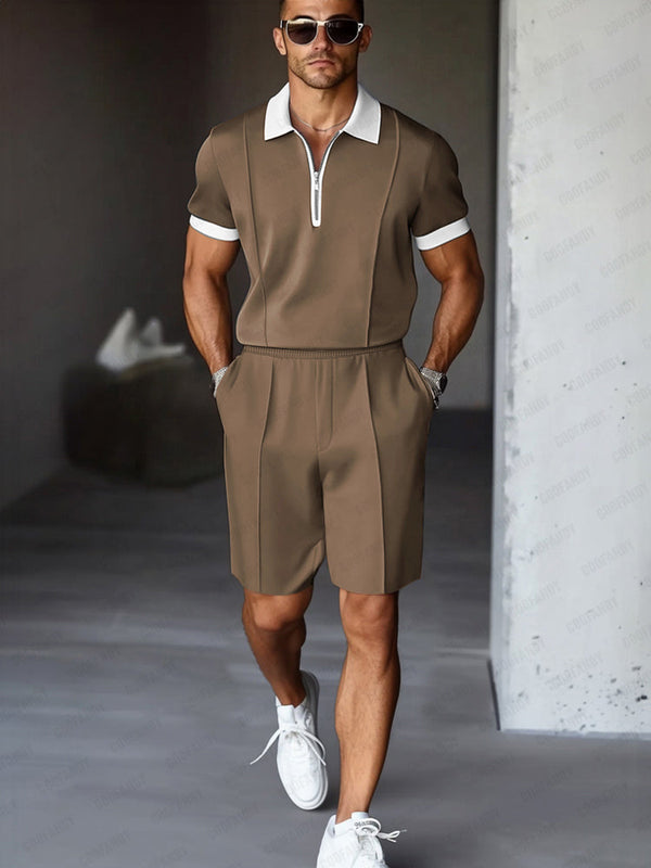 Ensemble 2 pièces homme avec col contrastant et taille élastique