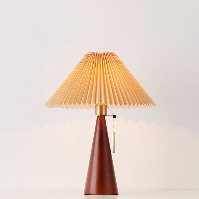 Minimalistische LED-Tischlampe Holz Plissee Stoffschirm Wohnzimmer