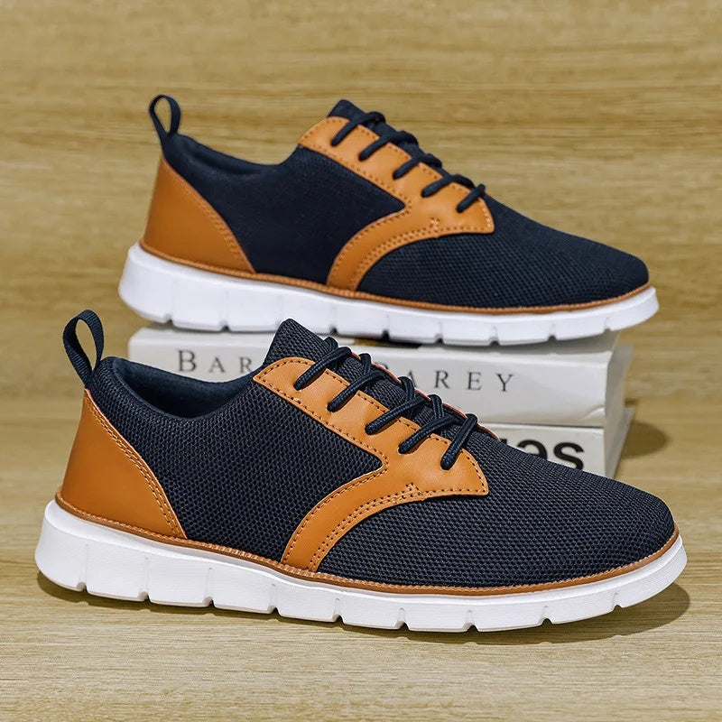 Sneaker Herren Regular Fit Freizeit Mesh & veganem Leder