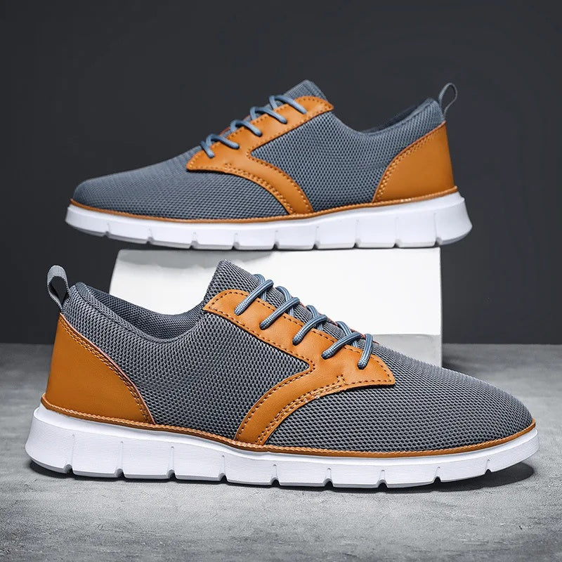 Sneaker Herren Regular Fit Freizeit Mesh & veganem Leder