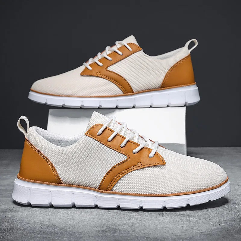 Sneaker Herren Regular Fit Freizeit Mesh & veganem Leder