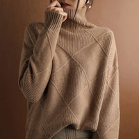 Damen Ripp-Pullover Relaxed Fit Freizeit Turtleneck
