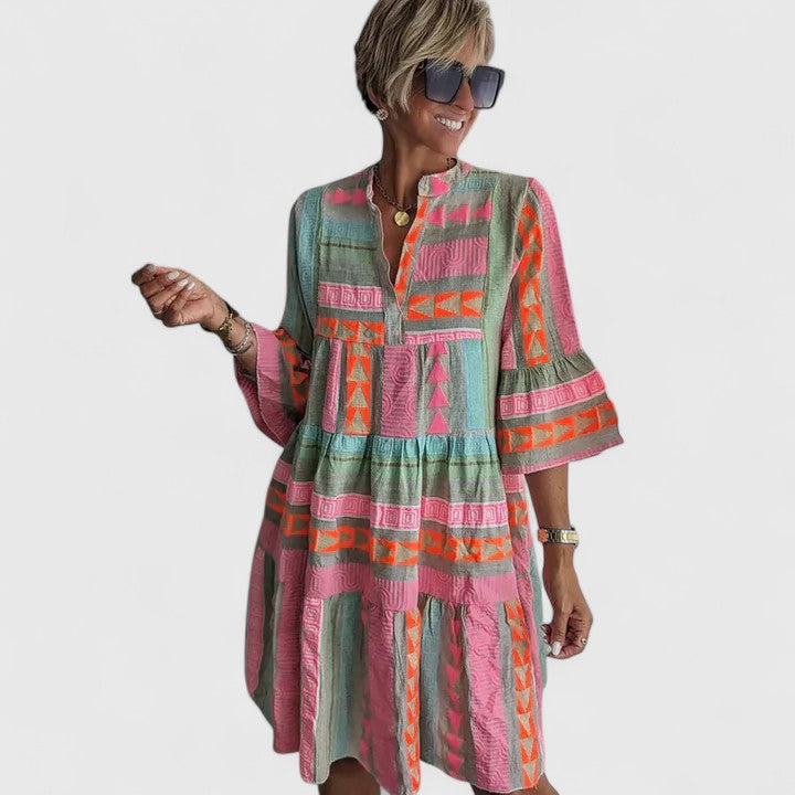 Damen Boho Kleid Relaxed Fit Freizeit Sommer