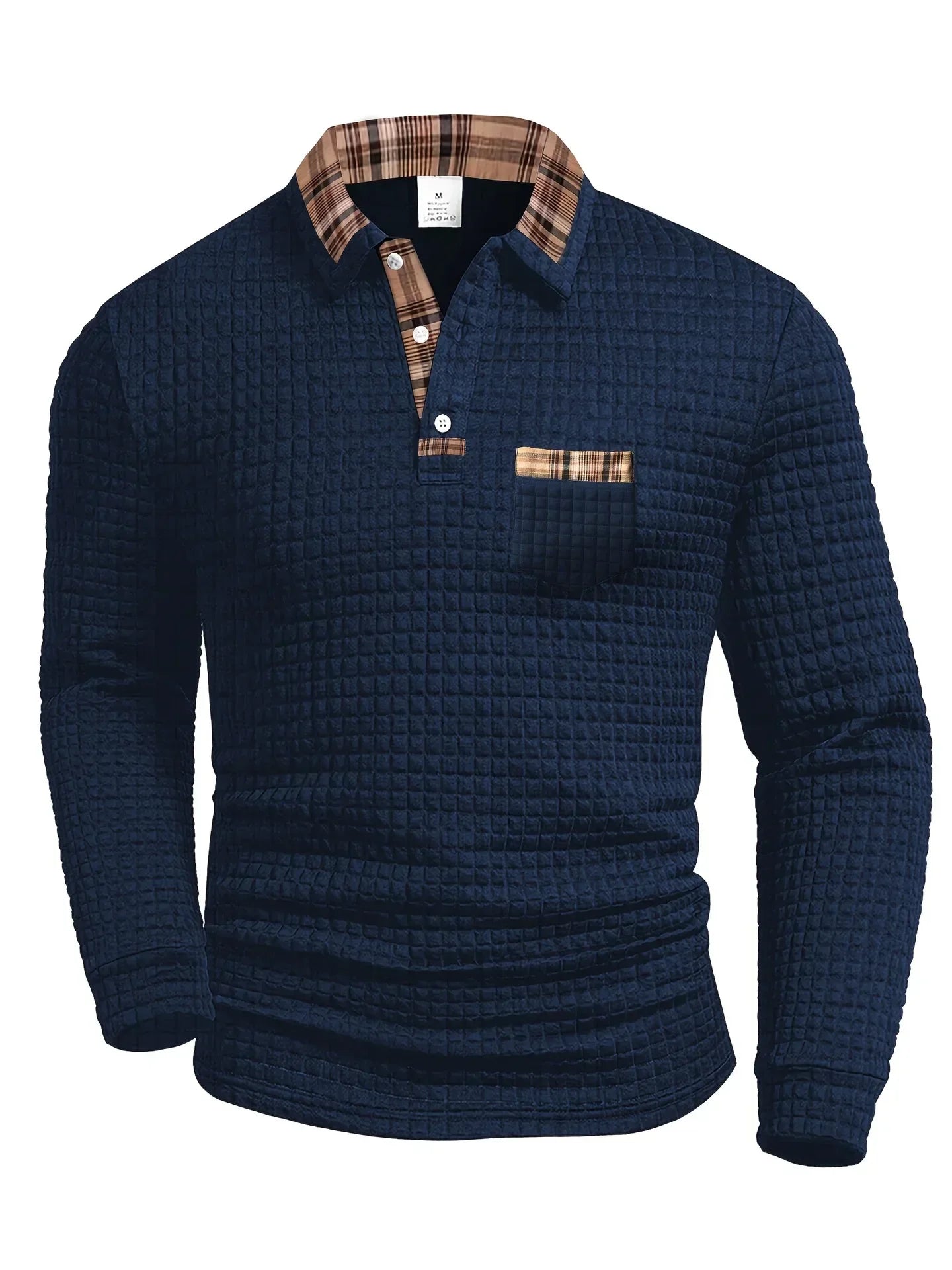 Herren Poloshirt Waffle Langarm Karokragen I Leicht