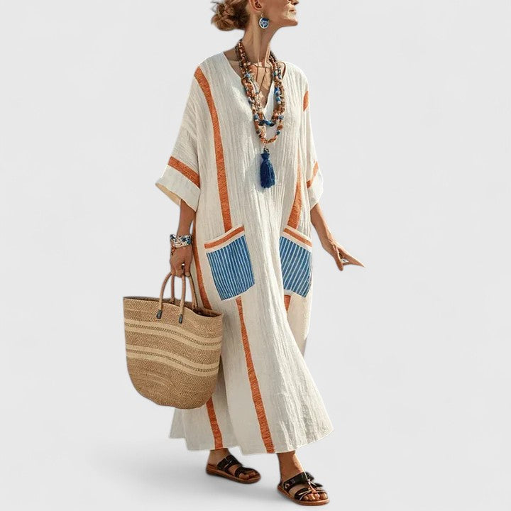 Damen Boho Maxikleid Relaxed Fit Freizeit Sommer