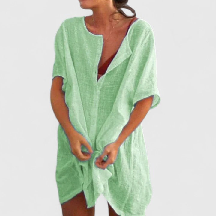 Damen Tunika-Kleid Relaxed Fit Sommer Freizeit Elegant