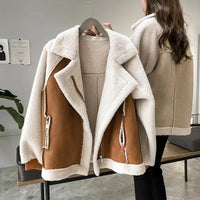 Damen Schaffelljacke Regular Fit Winter Casual