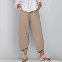 Damen Culotte Hose Relaxed Fit Freizeit Beige