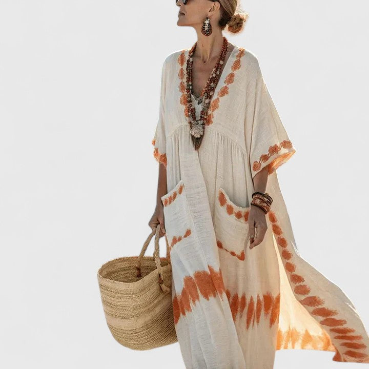Damen Boho Maxikleid Relaxed Fit Freizeit Sommer