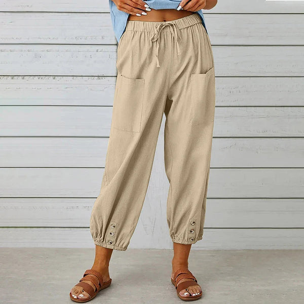 Damenhose Relaxed Fit Casual mit Taillenknoten und maritimem Stil