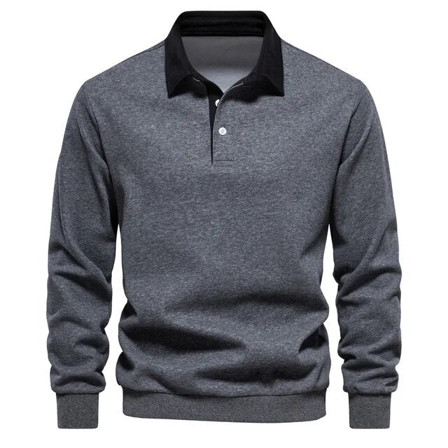 Herren Langarm-Pullover Regular Fit mit Kragen für Alltag und Büro