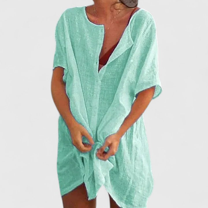 Damen Tunika-Kleid Relaxed Fit Sommer Freizeit Elegant