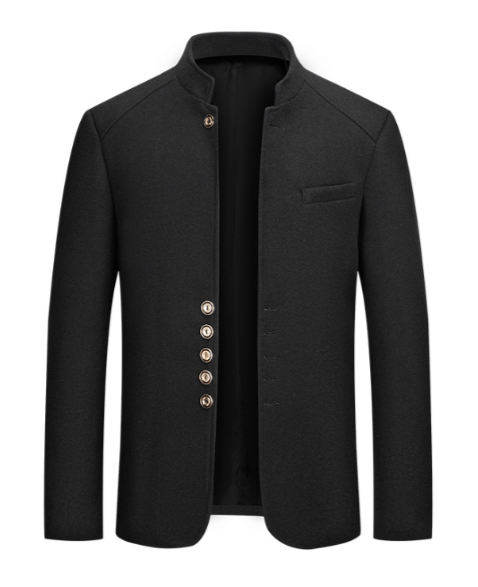 Wolljacke Herren Regular Fit Freizeit Stehkragen minimalistisch