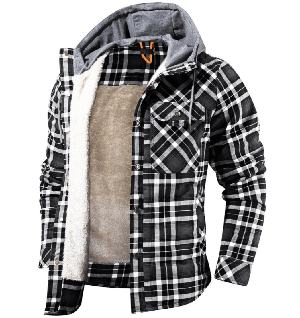 Herren Kapuzenjacke Karriert Freizeit